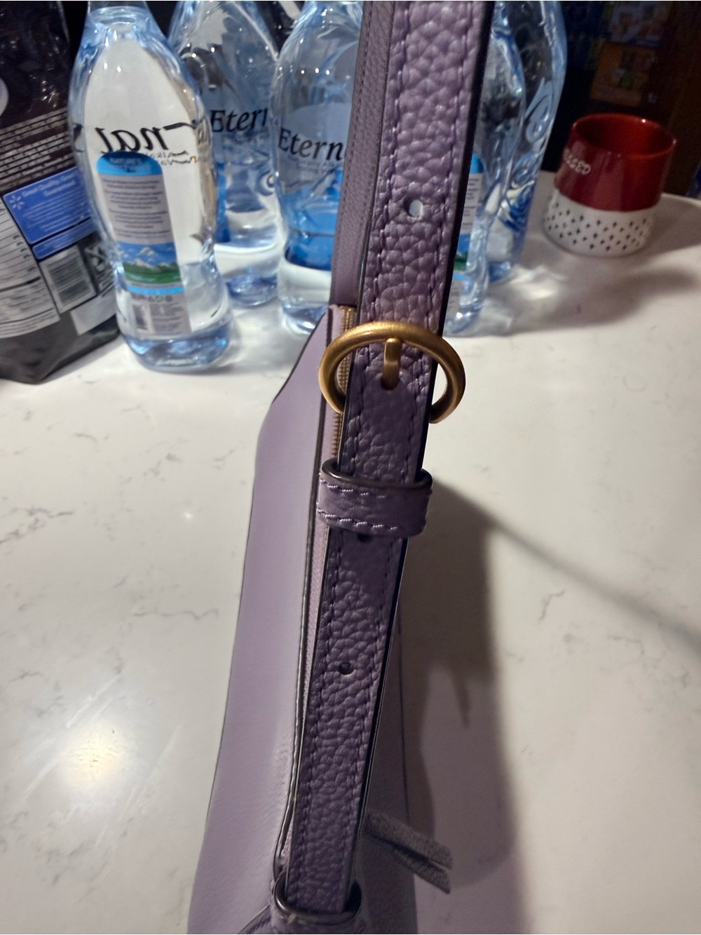 Tory Burch Lavender Leather Shoulder Pouch with Logo - Picture 9 of 13